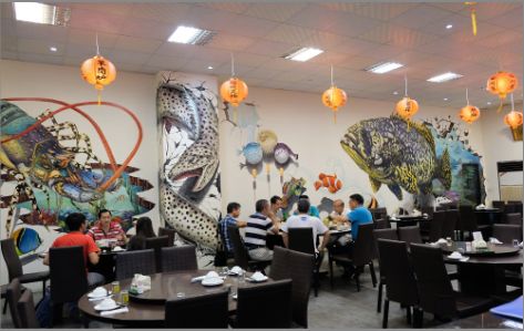 金寨海鲜餐厅墙体彩绘